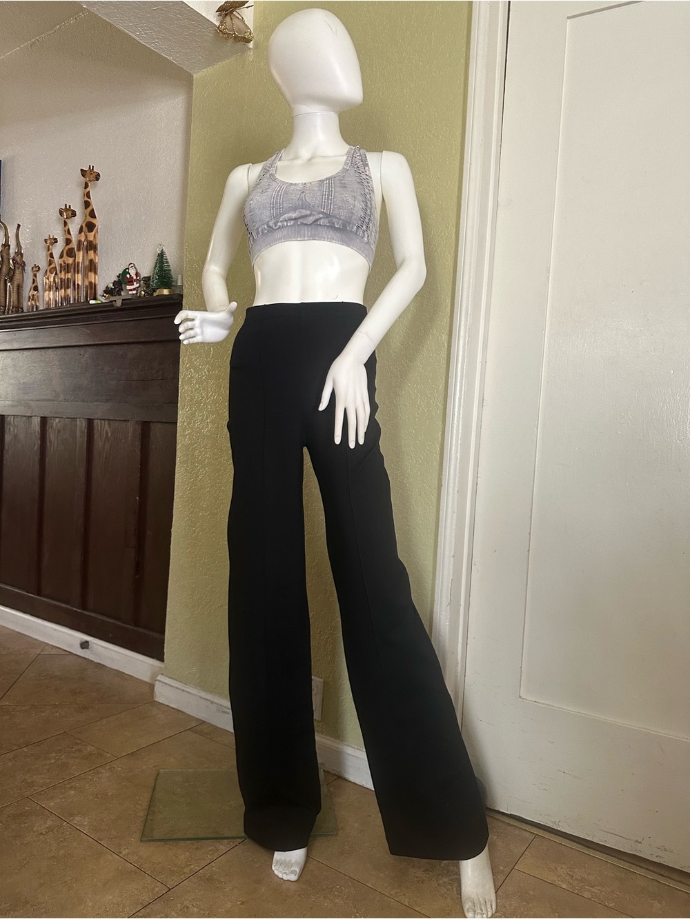 High-Waist Black Wide-Leg Pants for Women inseam 34 inches